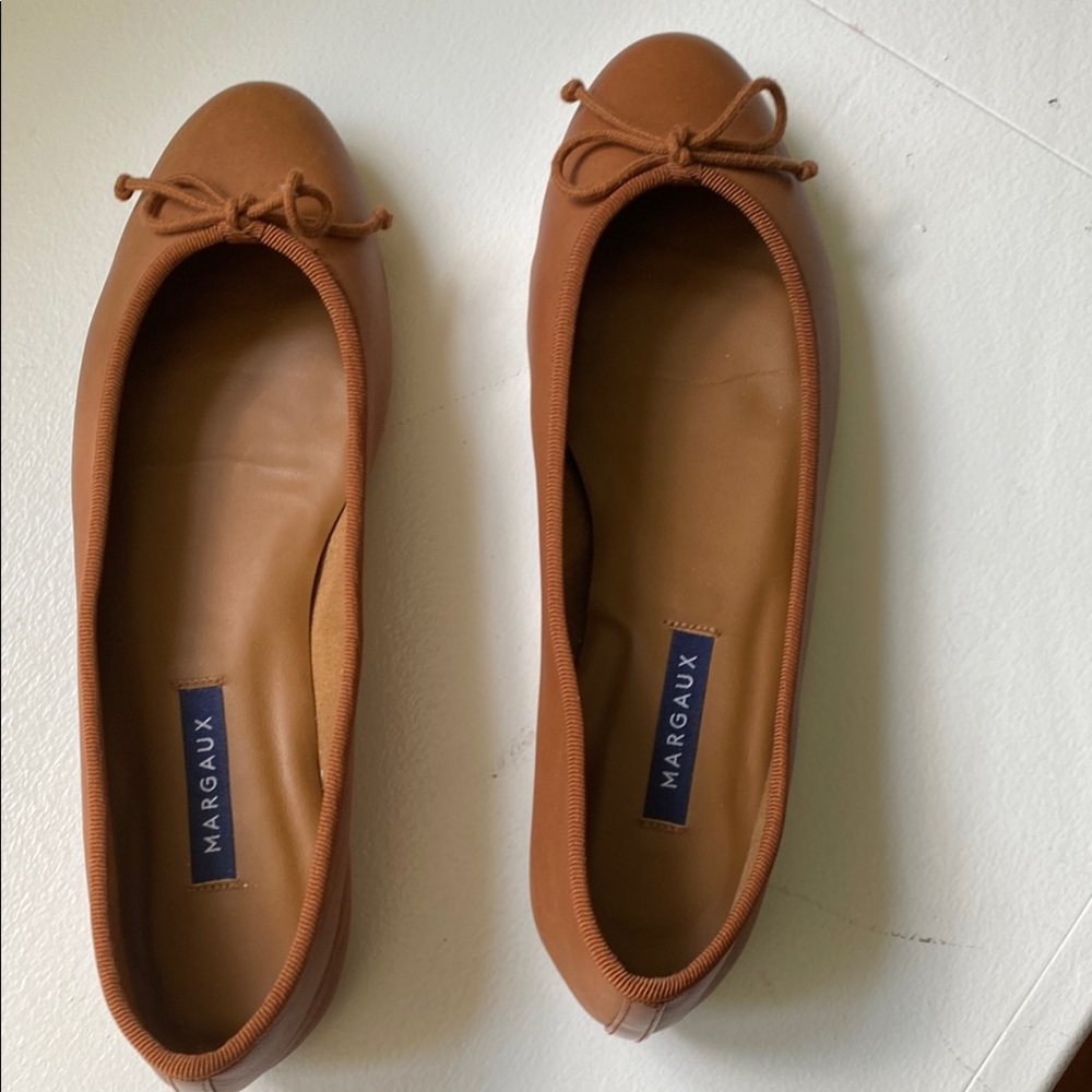 Margaux Brown Flats with Rounded Toe and Bow Detail